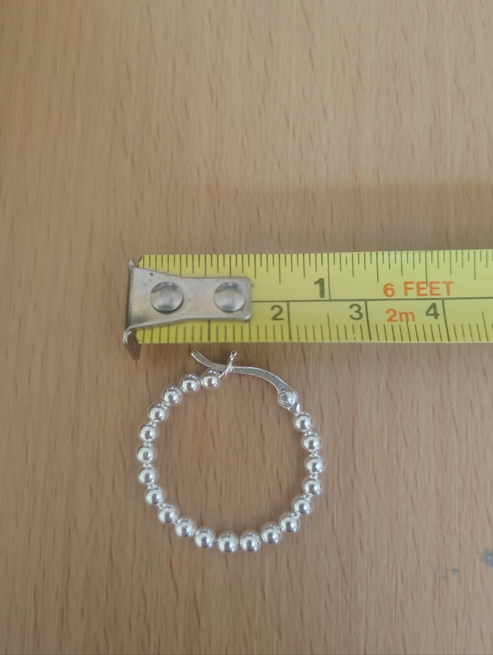 Silver Beaded Hoop Earrings — Women's Jewelry - Picture 4 of 4